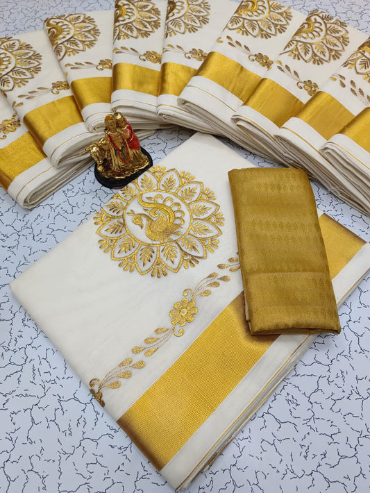 Cotton embroidery saree